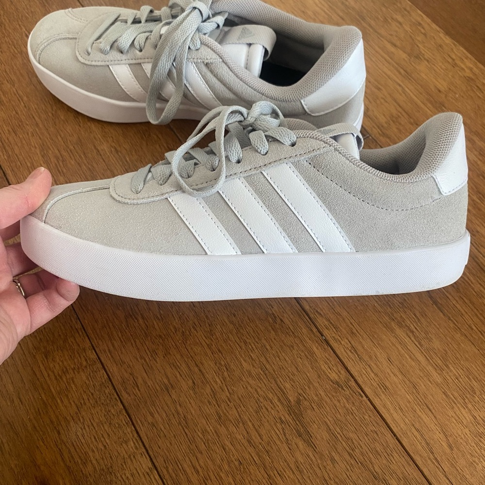 adidas Women's Light Gray and White Athletic Shoes